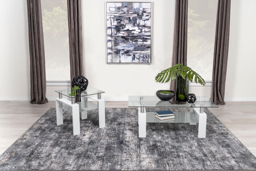 Dyer White 2-Piece Rectangular Coffee and End Table Set by Coaster at Eve Furniture