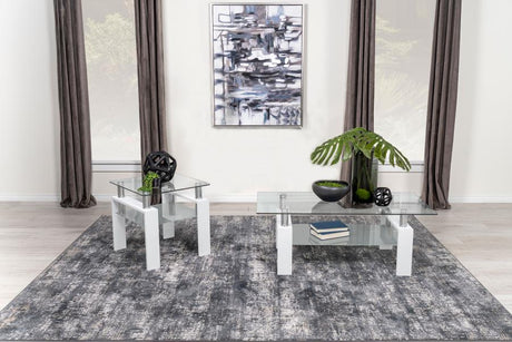 Dyer White 2-Piece Rectangular Coffee and End Table Set by Coaster at Eve Furniture