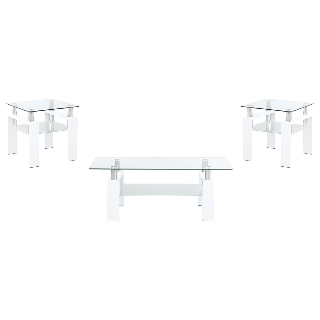 Dyer White 3-Piece Rectangular Coffee and End Table Set by Coaster at Eve Furniture