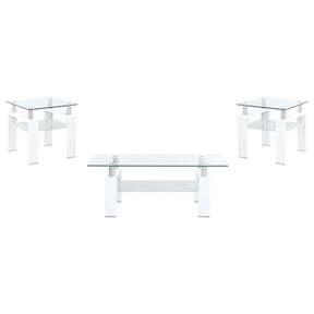 Dyer White 3-Piece Rectangular Coffee and End Table Set by Coaster at Eve Furniture