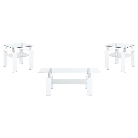 Dyer White 3-Piece Rectangular Coffee and End Table Set by Coaster at Eve Furniture