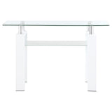 Dyer White Rectangular Glass Top Sofa Table With Shelf by Coaster at Eve Furniture
