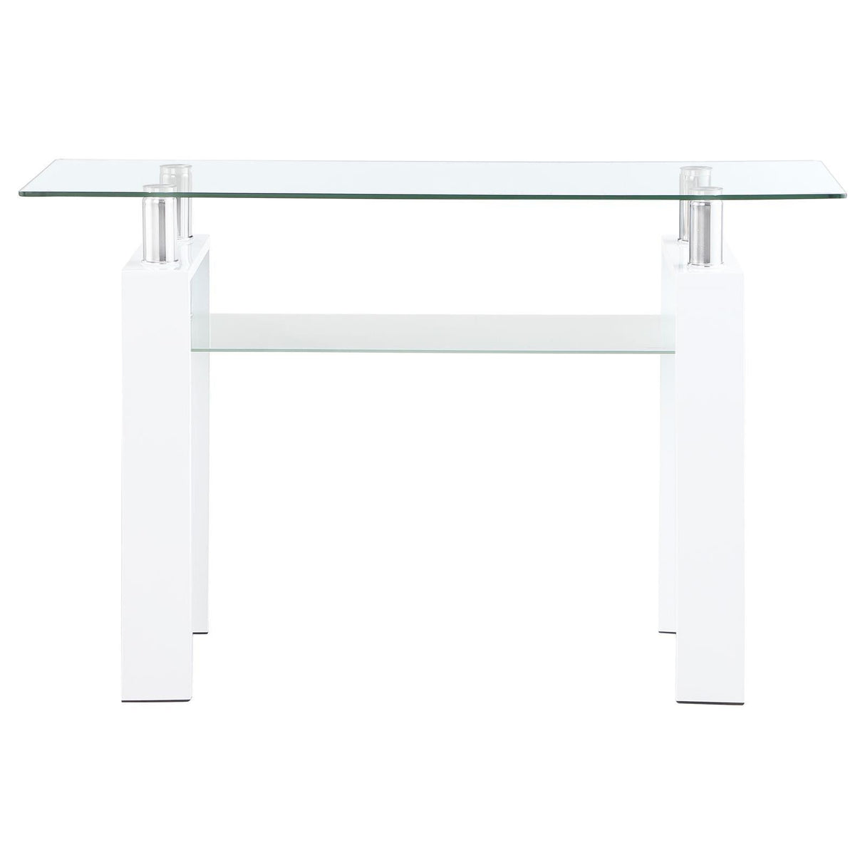 Dyer White Rectangular Glass Top Sofa Table With Shelf by Coaster at Eve Furniture