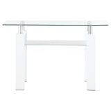 Dyer White Rectangular Glass Top Sofa Table With Shelf by Coaster at Eve Furniture