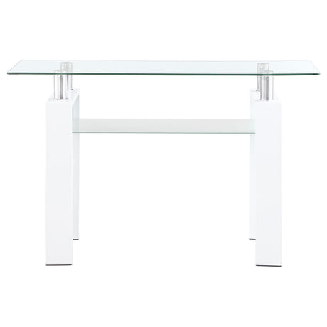 Dyer White Rectangular Glass Top Sofa Table With Shelf by Coaster at Eve Furniture