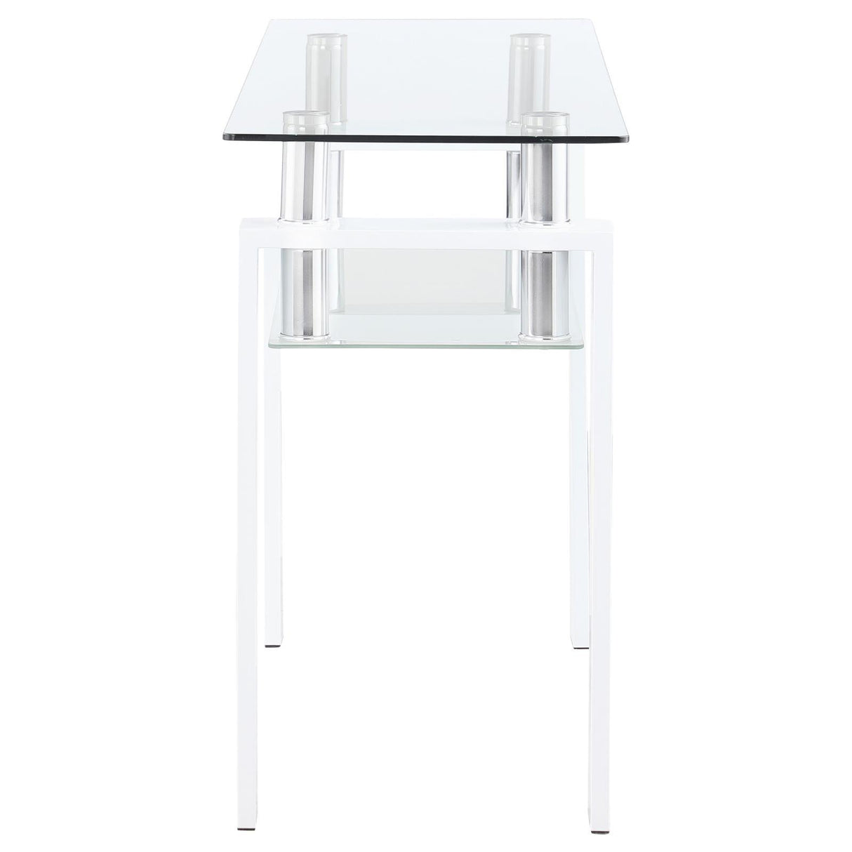 Dyer White Rectangular Glass Top Sofa Table With Shelf by Coaster at Eve Furniture