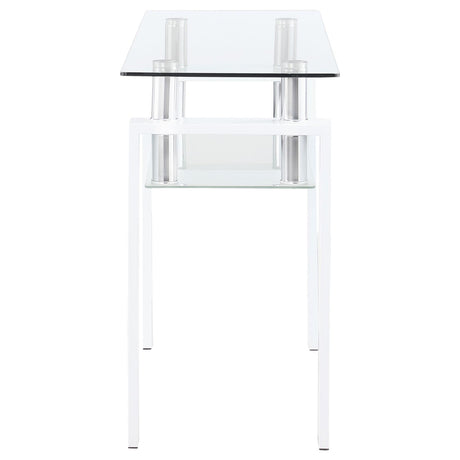 Dyer White Rectangular Glass Top Sofa Table With Shelf by Coaster at Eve Furniture