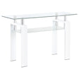 Dyer White Rectangular Glass Top Sofa Table With Shelf by Coaster at Eve Furniture
