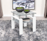 Dyer White Square Glass Top End Table With Shelf by Coaster at Eve Furniture