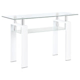 Dyer White Rectangular Glass Top Sofa Table With Shelf by Coaster at Eve Furniture