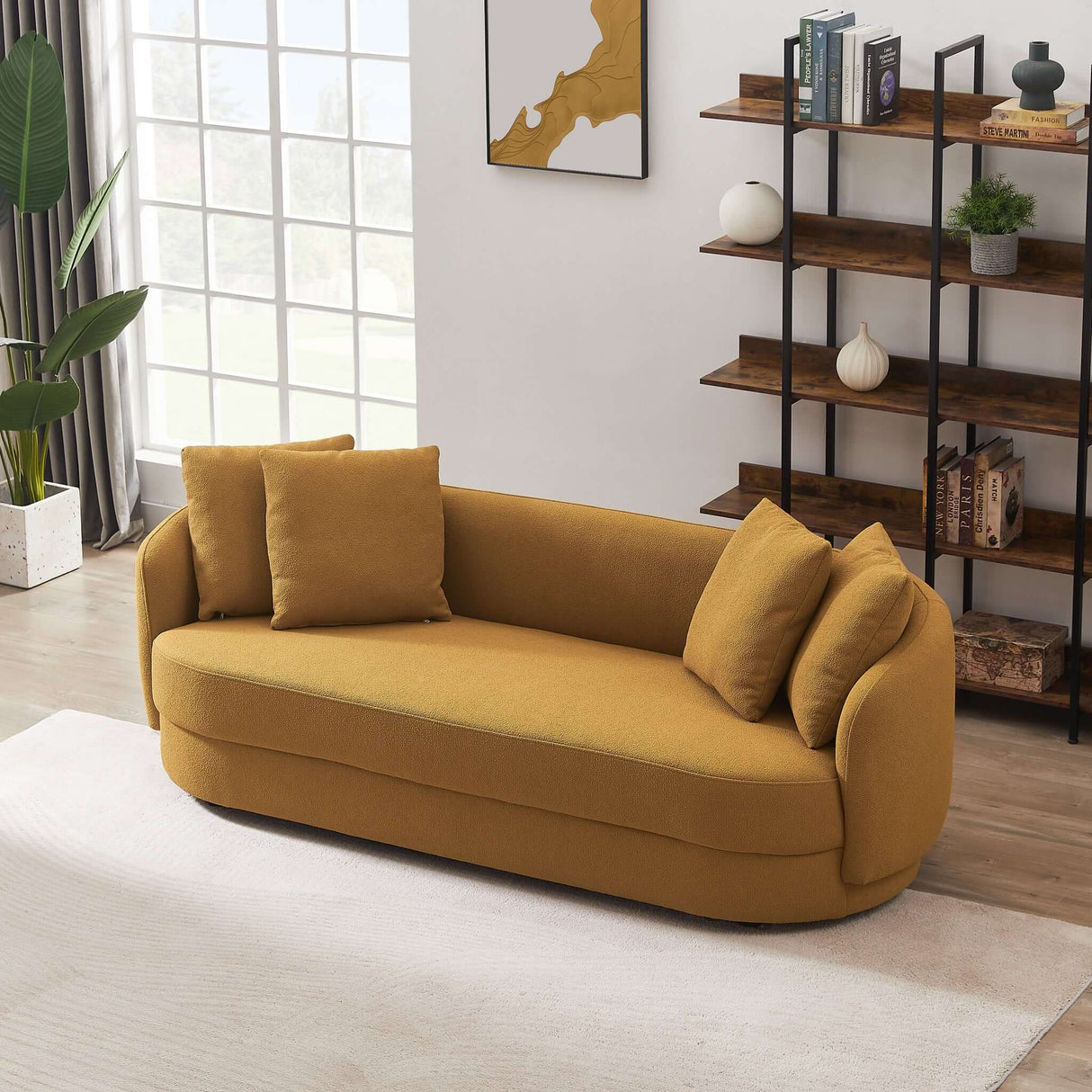 Dylan Modern French Boucle Sofa Dark Yellow Boucle