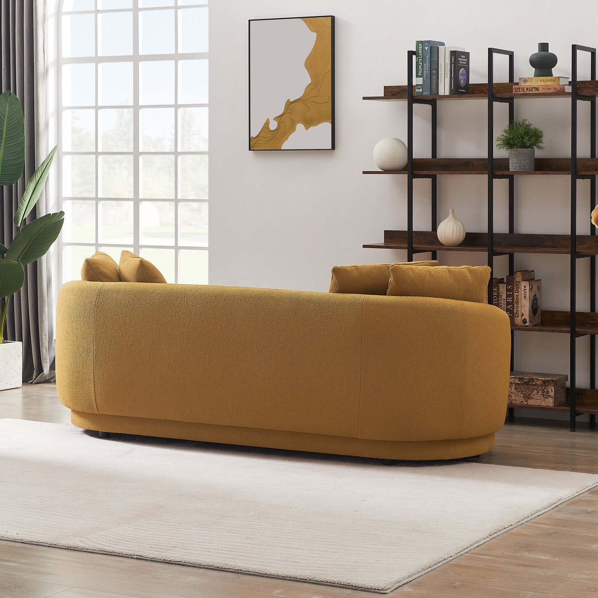 Mustard yellow velvet sofa