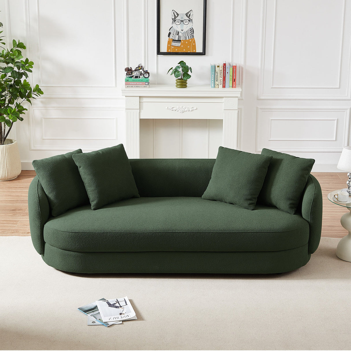 Dylan Modern French Olive Green Boucle Sofa by Ashcroft Furniture at Eve Furniture