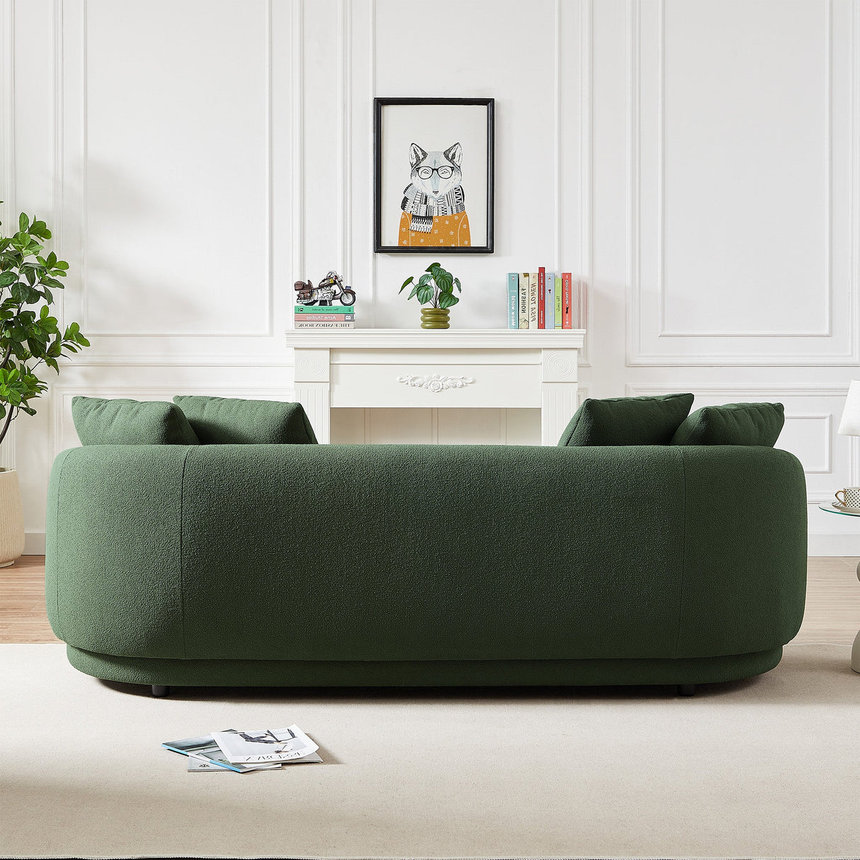 Dylan Modern French Olive Green Boucle Sofa by Ashcroft Furniture at Eve Furniture