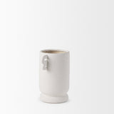 Dylan Small Textured Off White w/ Handles Ceramic Vase by Mercana at Eve Furniture