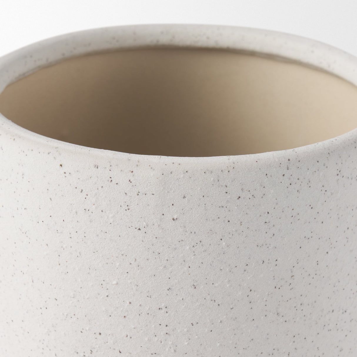 Dylan Small Textured Off White w/ Handles Ceramic Vase by Mercana at Eve Furniture