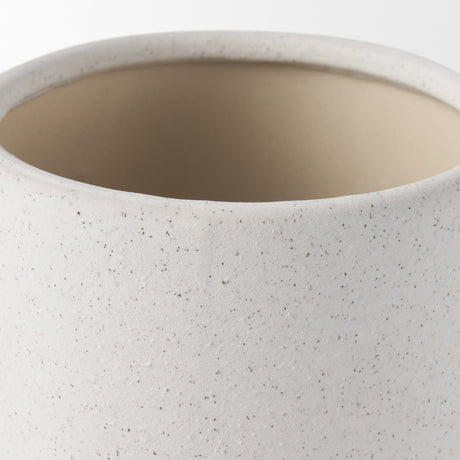 Dylan Small Textured Off White w/ Handles Ceramic Vase by Mercana at Eve Furniture