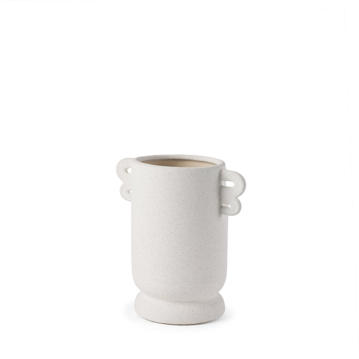 Dylan Small Textured Off White w/ Handles Ceramic Vase by Mercana at Eve Furniture