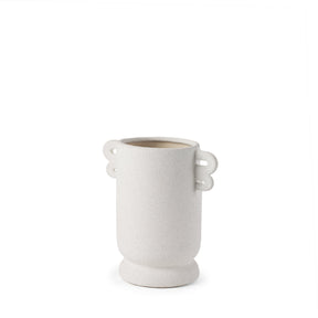 Dylan Small Textured Off White w/ Handles Ceramic Vase by Mercana at Eve Furniture