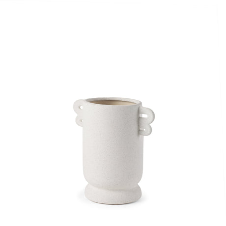 Dylan Small Textured Off White w/ Handles Ceramic Vase by Mercana at Eve Furniture