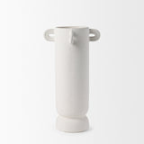Dylan Tall Textured Off White w/ Handles Ceramic Vase by Mercana at Eve Furniture