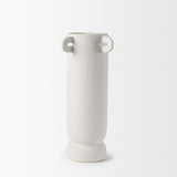Dylan Tall Textured Off White w/ Handles Ceramic Vase by Mercana at Eve Furniture
