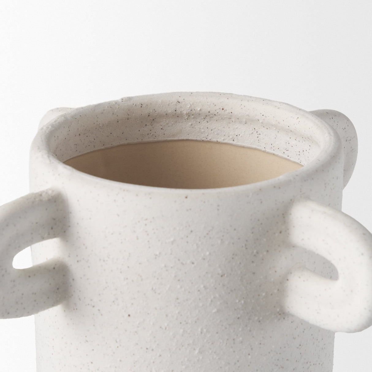 Dylan Tall Textured Off White w/ Handles Ceramic Vase by Mercana at Eve Furniture