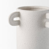 Dylan Tall Textured Off White w/ Handles Ceramic Vase by Mercana at Eve Furniture