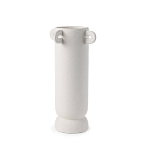 Dylan Tall Textured Off White w/ Handles Ceramic Vase by Mercana at Eve Furniture
