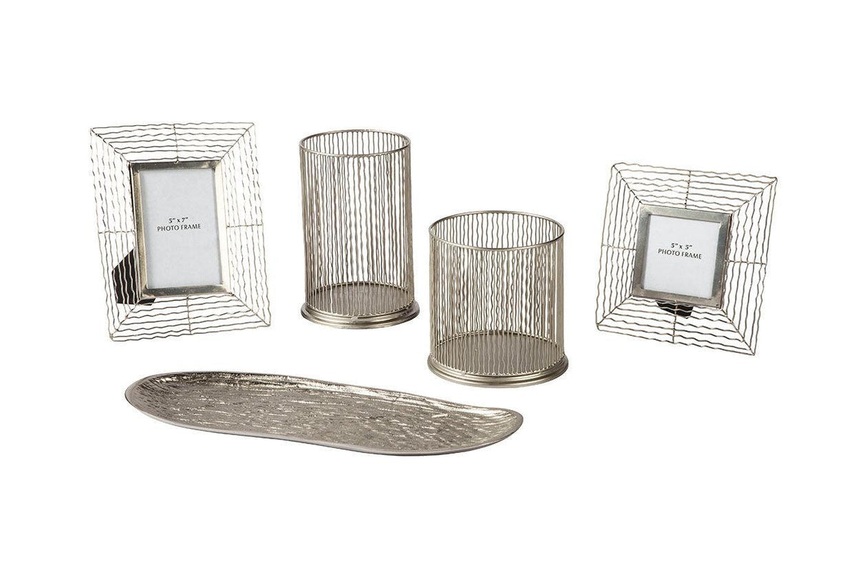 Dympna Silver Finish Accessory Set by Ashley at Eve Furniture