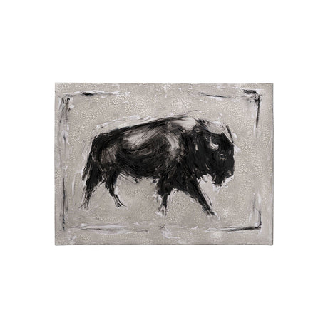 Dynamic Bison I by Ethan Harper a Hand Embellished Textured Canvas by Mercana at Eve Furniture