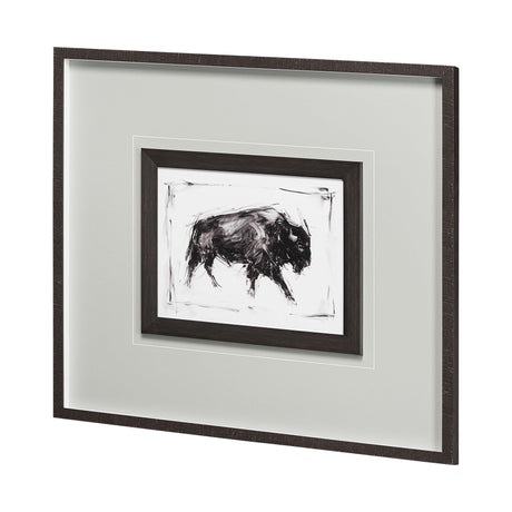 Dynamic Bison I by Ethan Harper a Hand Embellished Textured Framed Art Print Matted under Glass by Mercana at Eve Furniture