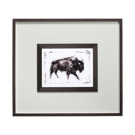 Dynamic Bison I by Ethan Harper a Hand Embellished Textured Framed Art Print Matted under Glass by Mercana at Eve Furniture