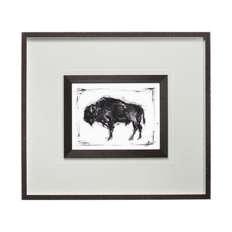 Dynamic Bison II by Ethan Harper a Hand Embellished Textured Framed Art Print Matted under Glass by Mercana at Eve Furniture