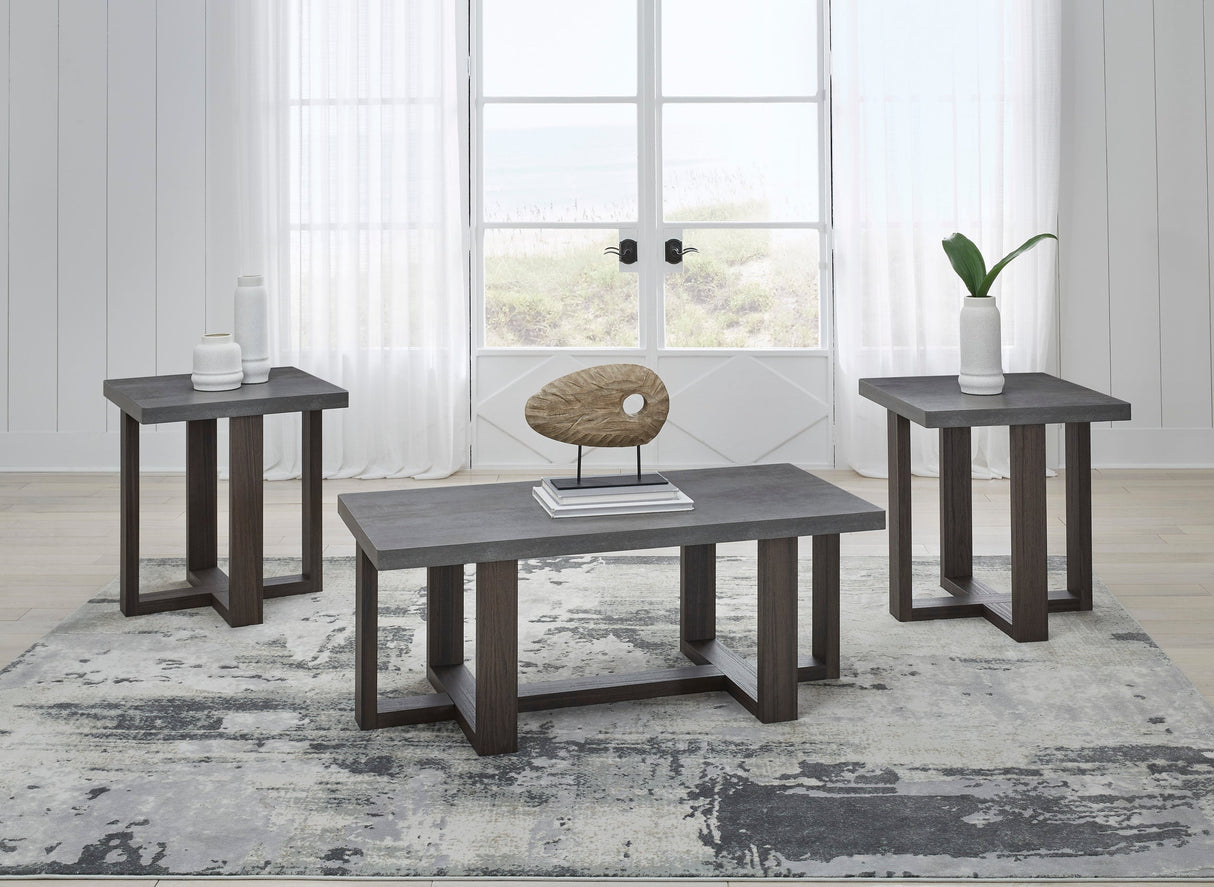 Dynnford Gray/Brown Table (Set of 3) by ASHLEY FURNITURE at Eve Furniture