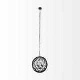 Dyson II Black Metal Triangular Orb Four Bulb Chandelier by Mercana at Eve Furniture