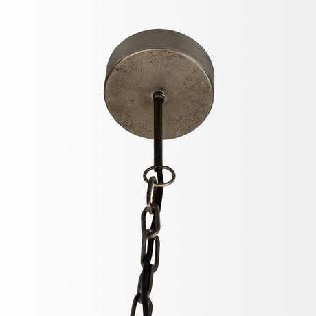 Dyson II Black Metal Triangular Orb Four Bulb Chandelier by Mercana at Eve Furniture