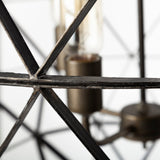 Dyson II Black Metal Triangular Orb Four Bulb Chandelier by Mercana at Eve Furniture