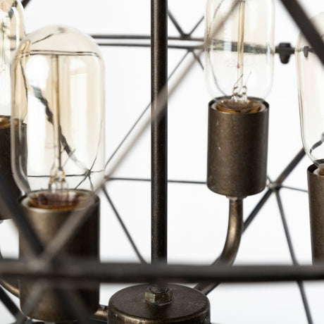 Dyson II Black Metal Triangular Orb Four Bulb Chandelier by Mercana at Eve Furniture