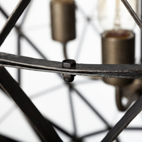 Dyson II Black Metal Triangular Orb Four Bulb Chandelier by Mercana at Eve Furniture