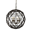 Dyson II Black Metal Triangular Orb Four Bulb Chandelier by Mercana at Eve Furniture