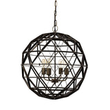 Dyson II Black Metal Triangular Orb Four Bulb Chandelier by Mercana at Eve Furniture