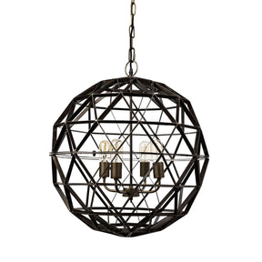 Dyson II Black Metal Triangular Orb Four Bulb Chandelier by Mercana at Eve Furniture