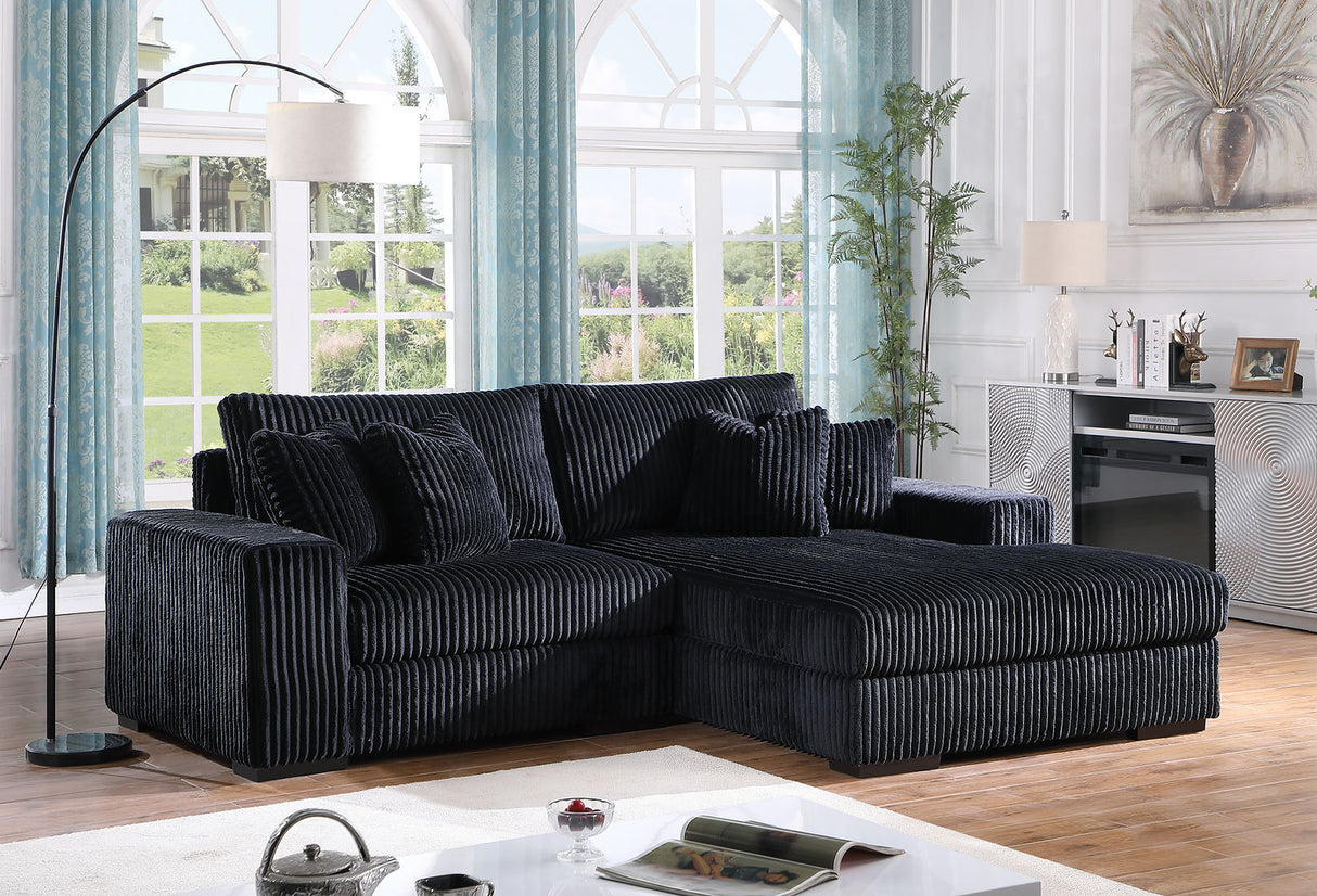 Comfy Black 2pc Sectional S859