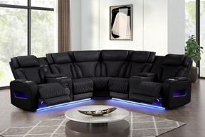 Skyline Black Power Air Leather Reclining Sectional by New Era Innovations at Eve Furniture
