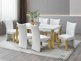 Glamor White/Gold 7-Piece Dining Room Set by New Era Innovations at Eve Furniture