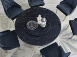 D605 UNICO DINING TABLE - BLACK / CHROME