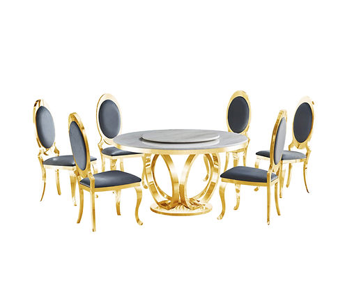 D615 MAXI TABLE  - WHITE/GOLD
