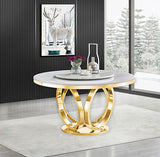 D615 MAXI TABLE  - WHITE/GOLD