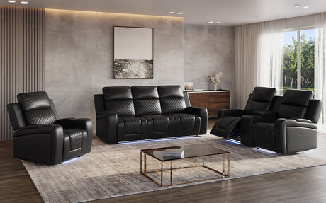 Bomer Black Power Reclining Living Room Set by New Era Innovations at Eve Furniture